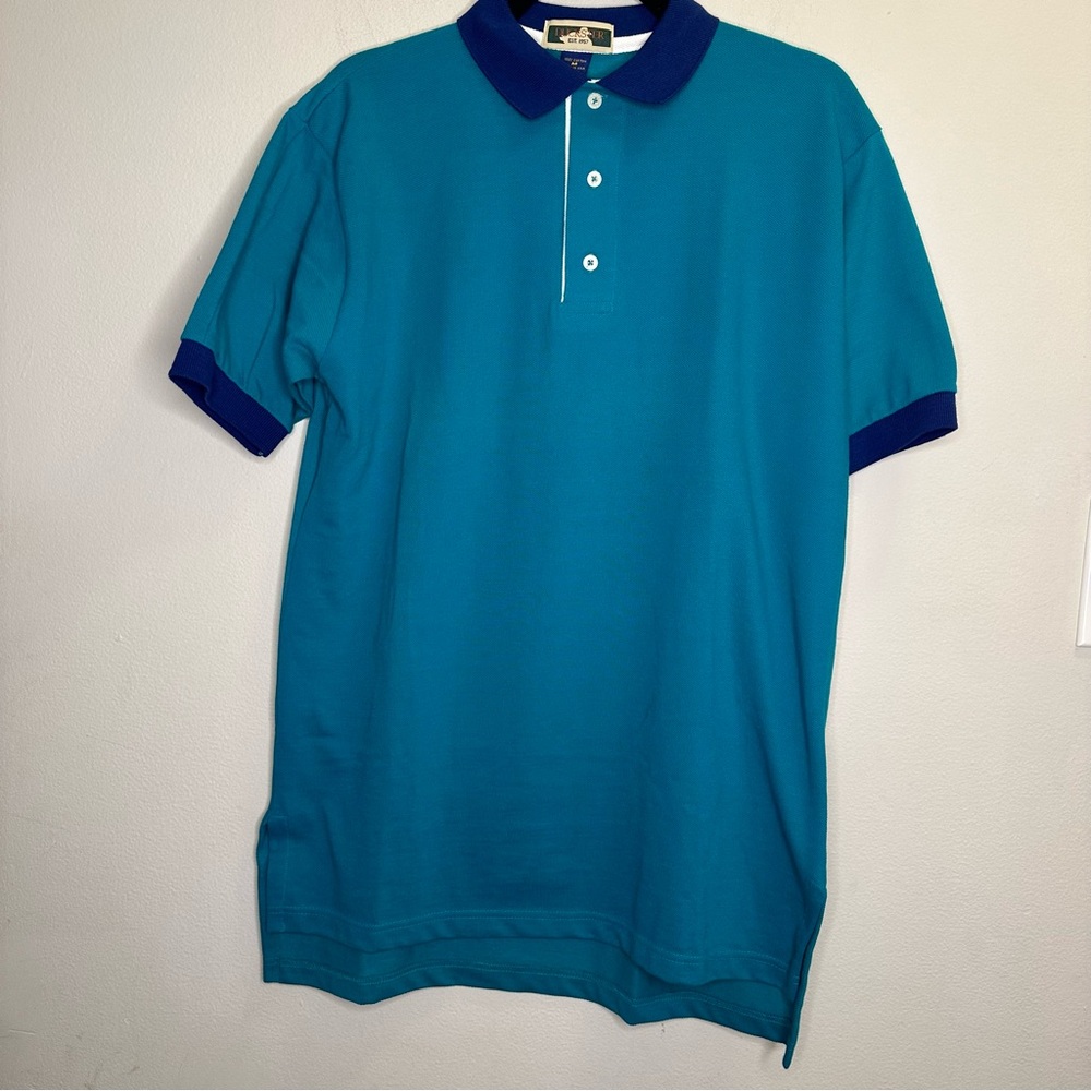 NWOT DUCKSTER 1957 TURQUOISE 100% COTTON COLLARD POLO SHIRT SIZE M